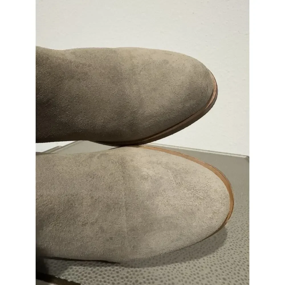 Rag & Bone Moto Boot Booties Womens Size 36.5 / 6.5 US Beige Suede Leather Italy